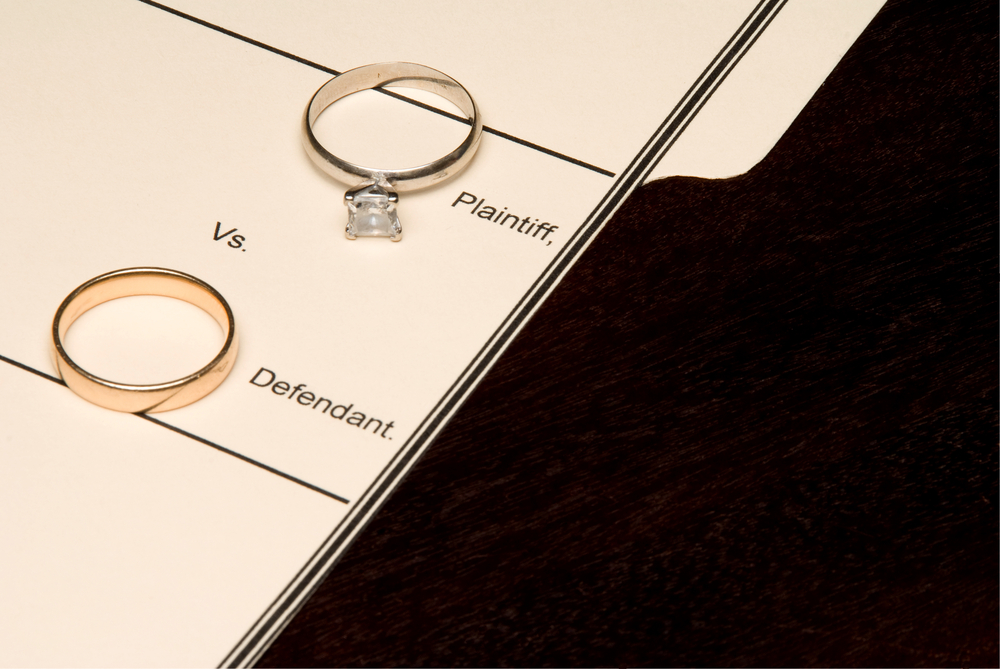 Wedding rings on legal document